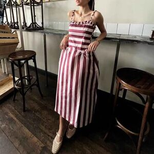 NEW NWT Damson Madder Rachel Ruffle Midi Dress